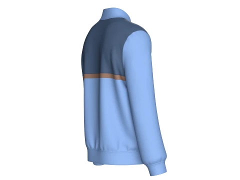 Men Three Tone Button-Up Varsity Bomber Jacket 3D Model