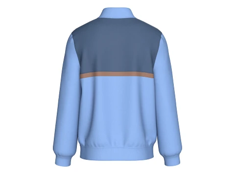 Men Three Tone Button-Up Varsity Bomber Jacket 3D Model