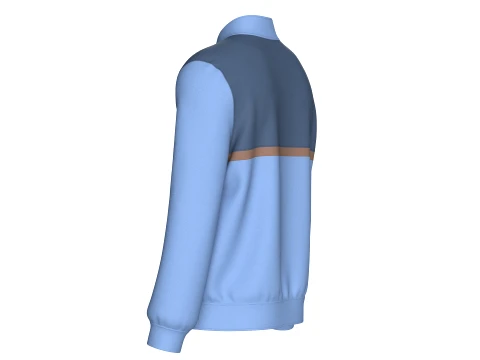 Men Three Tone Button-Up Varsity Bomber Jacket 3D Model