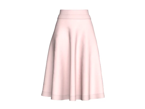 Girls Blush Pink Flared A-Line Midi Skirt 3D Model