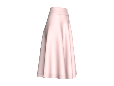Girls Blush Pink Flared A-Line Midi Skirt 3D Model