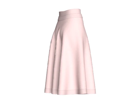 Girls Blush Pink Flared A-Line Midi Skirt 3D Model