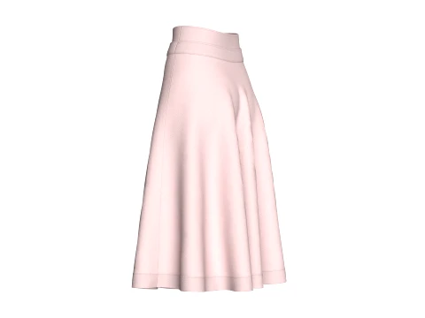 Girls Blush Pink Flared A-Line Midi Skirt 3D Model