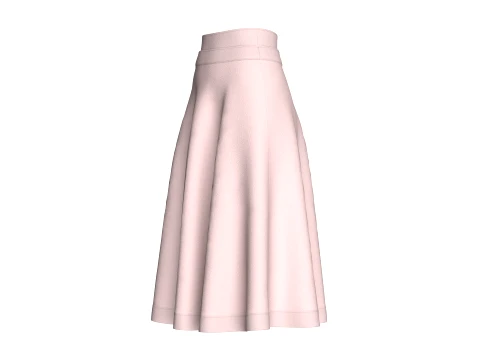 Girls Blush Pink Flared A-Line Midi Skirt 3D Model