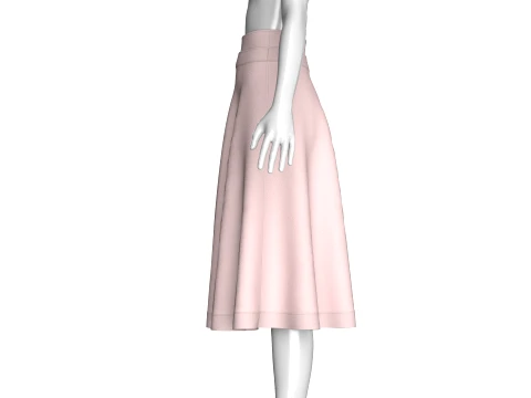 Girls Blush Pink Flared A-Line Midi Skirt 3D Model
