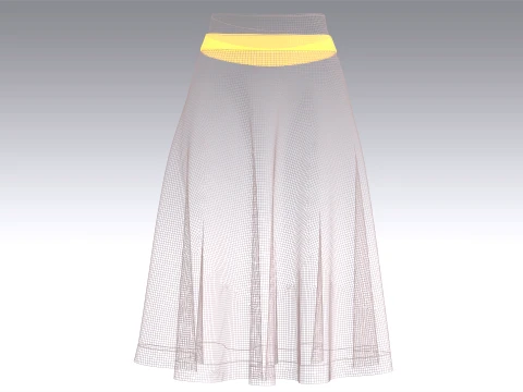 Girls Blush Pink Flared A-Line Midi Skirt 3D Model