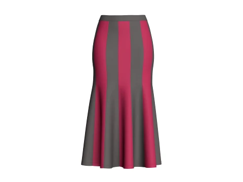 Girls Color-Block Panelled Maxi Skirt 3D Model
