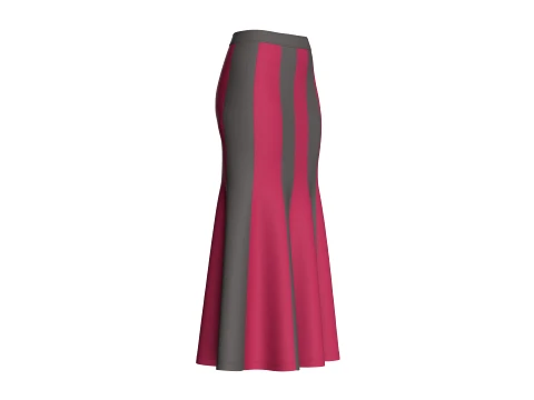 Girls Color-Block Panelled Maxi Skirt 3D Model