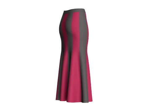 Girls Color-Block Panelled Maxi Skirt 3D Model