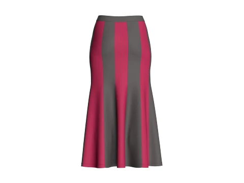 Girls Color-Block Panelled Maxi Skirt 3D Model