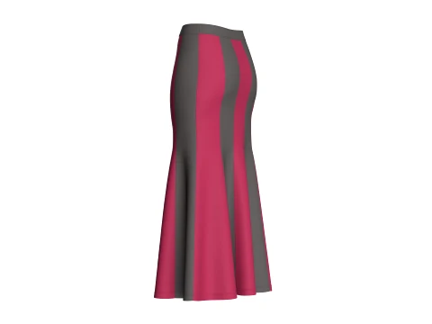Girls Color-Block Panelled Maxi Skirt 3D Model