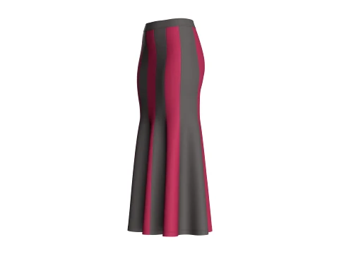 Girls Color-Block Panelled Maxi Skirt 3D Model