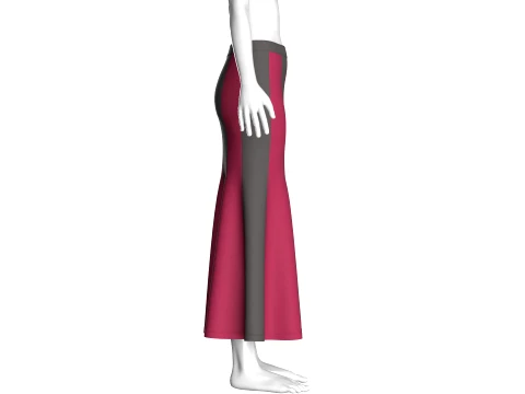 Girls Color-Block Panelled Maxi Skirt 3D Model