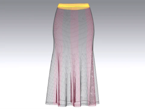 Girls Color-Block Panelled Maxi Skirt 3D Model