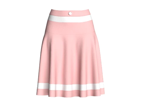 Girls High-Waisted Striped Mini Skirt 3D Model