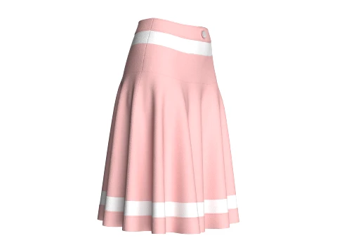 Girls High-Waisted Striped Mini Skirt 3D Model