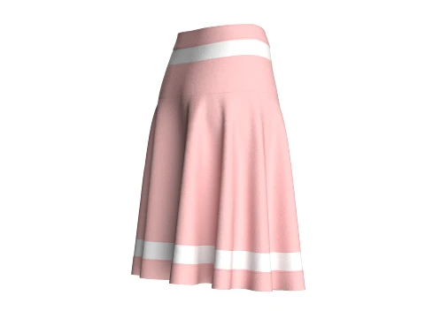 Girls High-Waisted Striped Mini Skirt 3D Model