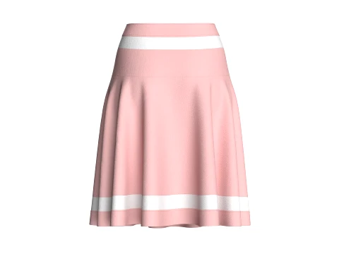 Girls High-Waisted Striped Mini Skirt 3D Model