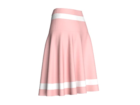 Girls High-Waisted Striped Mini Skirt 3D Model