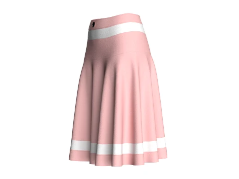 Girls High-Waisted Striped Mini Skirt 3D Model