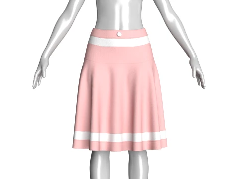 Girls High-Waisted Striped Mini Skirt 3D Model