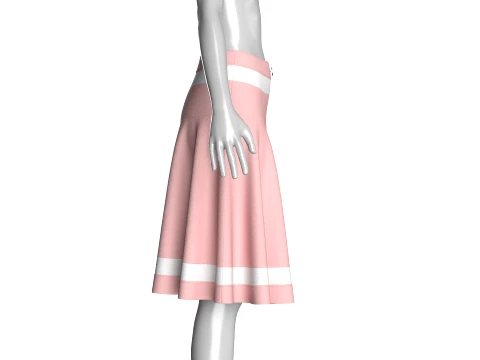 Girls High-Waisted Striped Mini Skirt 3D Model