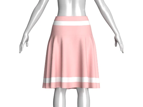 Girls High-Waisted Striped Mini Skirt 3D Model
