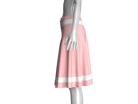 Girls High-Waisted Striped Mini Skirt 3D Model