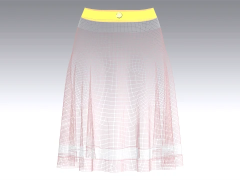 Girls High-Waisted Striped Mini Skirt 3D Model