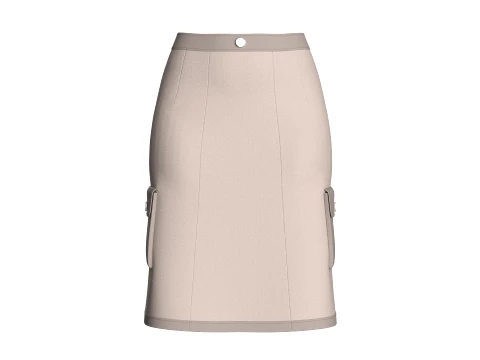 Girls Midi Skirt With Pockets 3D Model