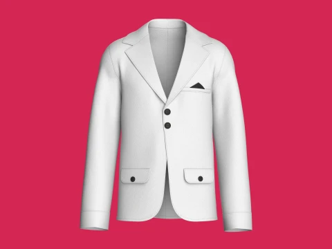 Men Double-Button Notch Lapel Blazer 3D Model