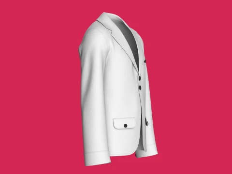 Men Double-Button Notch Lapel Blazer 3D Model