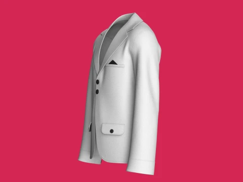 Men Double-Button Notch Lapel Blazer 3D Model