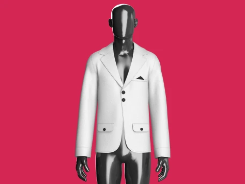 Men Double-Button Notch Lapel Blazer 3D Model