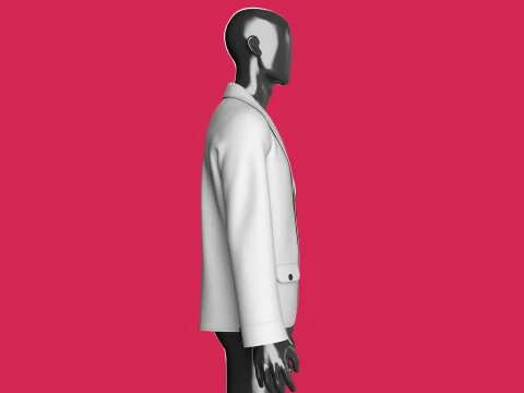 Men Double-Button Notch Lapel Blazer 3D Model