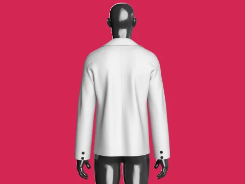 Men Double-Button Notch Lapel Blazer 3D Model
