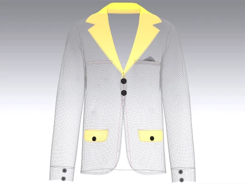 Men Double-Button Notch Lapel Blazer 3D Model