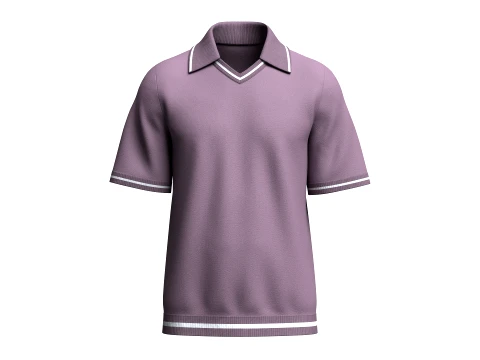 Men V-Neck Knitted Polo Shirt 3D Model
