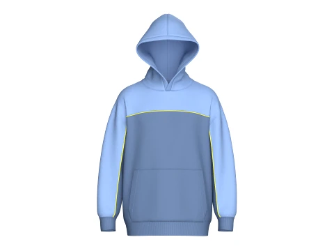 Men Drop Shoulder Color-Blocked Hoodie 3D Model