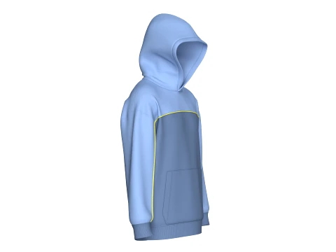 Men Drop Shoulder Color-Blocked Hoodie 3D Model