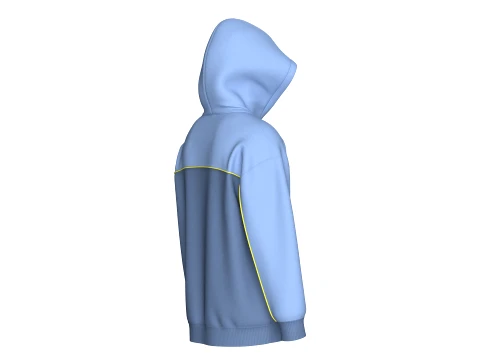Men Drop Shoulder Color-Blocked Hoodie 3D Model