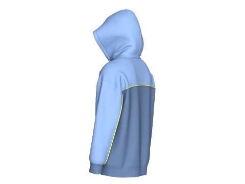 Men Drop Shoulder Color-Blocked Hoodie 3D Model