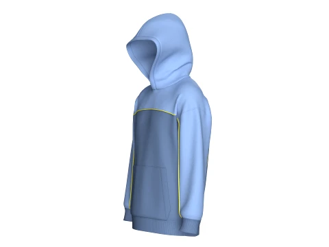 Men Drop Shoulder Color-Blocked Hoodie 3D Model