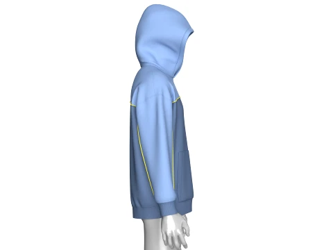 Men Drop Shoulder Color-Blocked Hoodie 3D Model