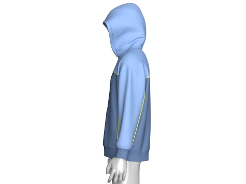 Men Drop Shoulder Color-Blocked Hoodie 3D Model