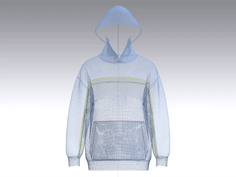 Men Drop Shoulder Color-Blocked Hoodie 3D Model