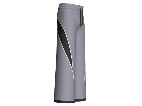 Men Curved Panel Wide-Leg Track Pants 3D Model