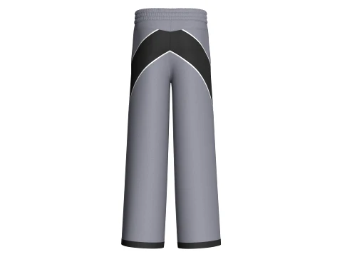 Men Curved Panel Wide-Leg Track Pants 3D Model