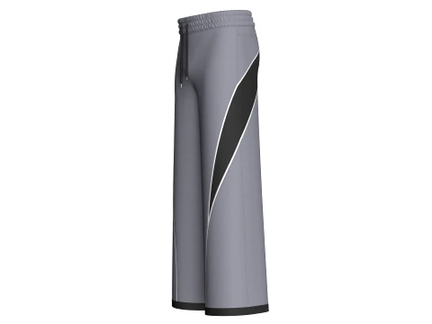 Men Curved Panel Wide-Leg Track Pants 3D Model
