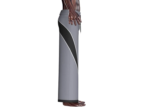 Men Curved Panel Wide-Leg Track Pants 3D Model